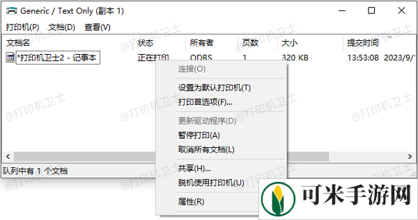 检查打印任务和队列